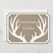 Rustic Farmhouse White Deer Antlers Save the Date (Achterkant)