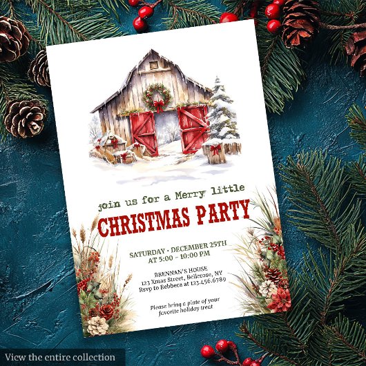 Rustic Farmhouse Yuletide Party Invitation