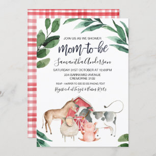 Rustic Farmyard Barnyard Baby shower Uitnodiging