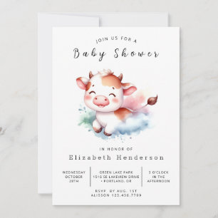 Rustic Farmyard Koe Baby shower Kaart