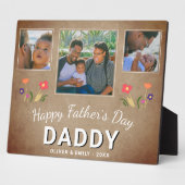 Rustic Father's Day Dad Keepslag 3 Foto Fotoplaat (Zijkant)