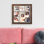 Rustic Faux Barn Wood 6 Square Photo Collage Canvas Afdruk (Insitu (Woonkamer))