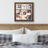Rustic Faux Barn Wood 6 Square Photo Collage Canvas Afdruk (Insitu (Slaapkamer))