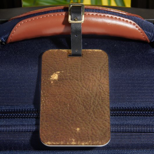 Rustic Faux Brown Leather Bagagelabel (Voorkant Insitu 2)