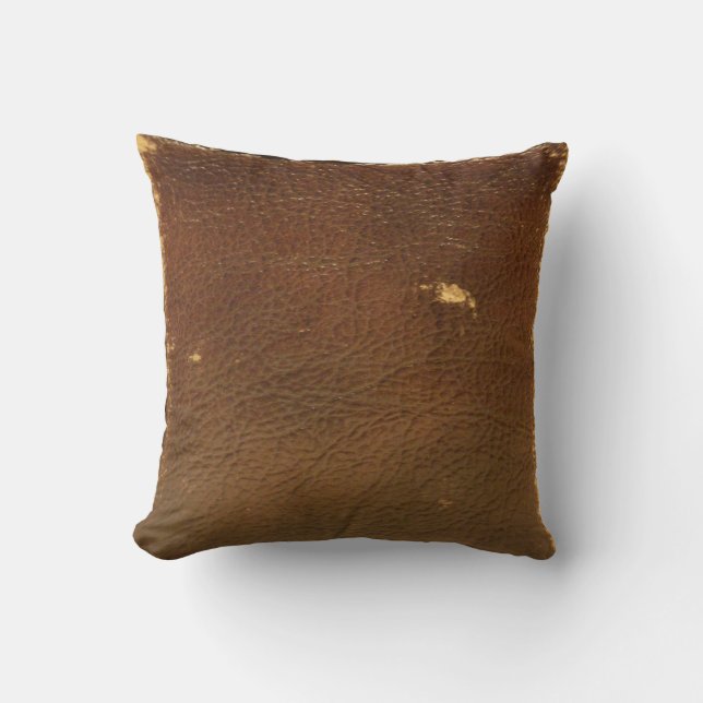 Rustic Faux Brown Leather Kussen (Voorkant)