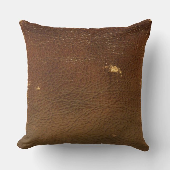 Rustic Faux Brown Leather Kussen (Voorkant)