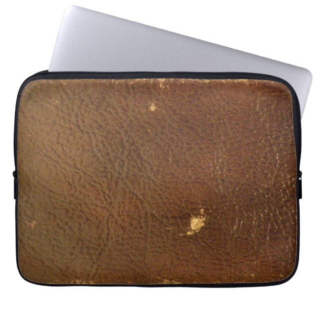 Rustic Faux Brown Leather Laptop Sleeve (Voorkant)