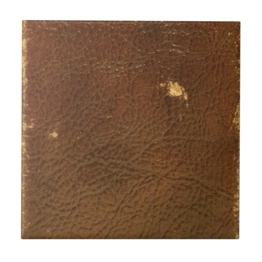 Rustic Faux Brown Leather Tegeltje (Voorkant)