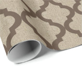 Rustic Faux Burlap en Brown Moroccan Quatrefoil Cadeaupapier (Rol Hoek)