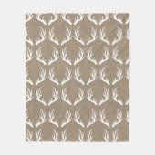 Rustic Faux Burlap & White Deer Antlers Fleece Deken (Voorkant)