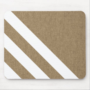 Rustic Faux Burlap White Stripes Muismat
