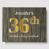Rustic, Faux Gold 36th Birthday Party; aangepaste  Gastenboek (Voorkant)