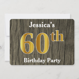 Rustic, Faux Gold 60th Birthday Party; aangepaste  Kaart