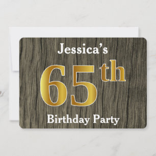 Rustic, Faux Gold 65th Birthday Party; aangepaste Kaart