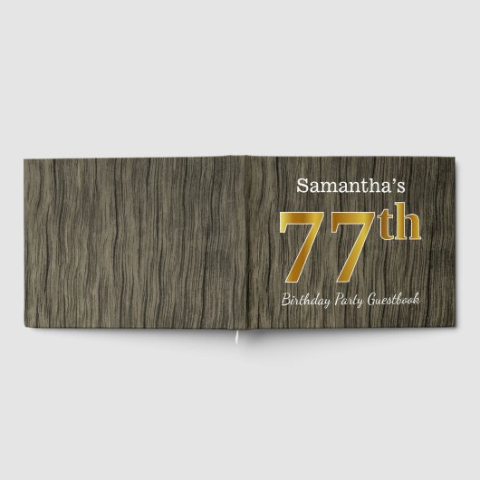 Rustic, Faux Gold 77th Birthday Party; aangepaste Gastenboek (Volledig)