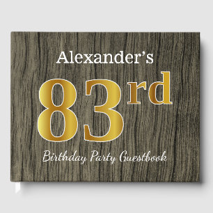 Rustic, Faux Gold 83rd Birthday Party; aangepaste Gastenboek