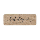 Rustic Faux Kraft Best Day Ever Wedding Favor Etiket (Voorkant)