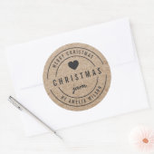 Rustic Faux Kraft Christmas Jam Vrolijk Kerstfeest Ronde Sticker (Envelop)
