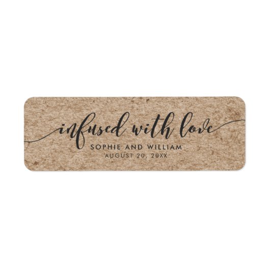 Rustic Faux Kraft Infused with Love Wedding Favor Etiket (Voorkant)