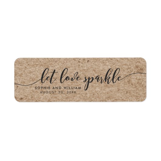 Rustic Faux Kraft Let Love Sparkle Wedding Favor Etiket (Voorkant)