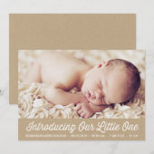 Rustic Faux Kraft Paper Baby Foto Geboorte Aankondiging (Voorkant / Achterkant)