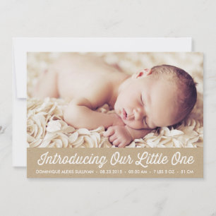 Rustic Faux Kraft Paper Baby Foto Geboorte Aankondiging