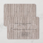 Rustic Faux Mariage en bois Brown RSVP (Devant / Derrière)