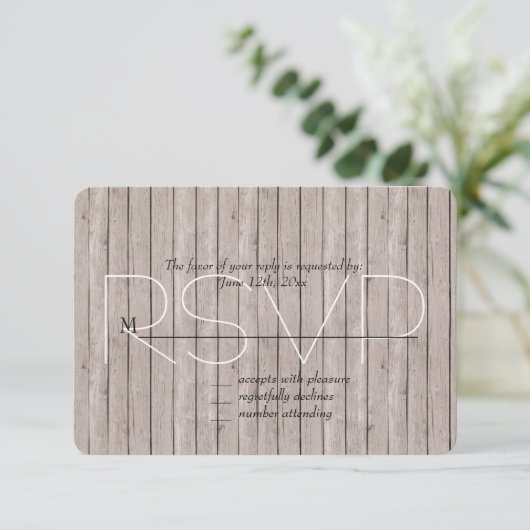 Rustic Faux Mariage en bois Brown RSVP (Debout devant)