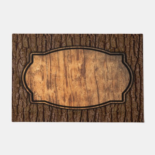 Rustic Faux Piece of Wood Grain Tree Bark Deurmat (Voorkant)