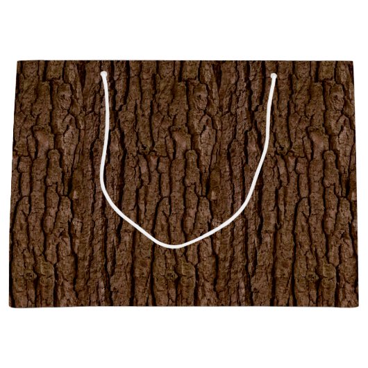 Rustic Faux Piece of Wood Grain Tree Bark Groot Cadeauzakje (Voorkant)