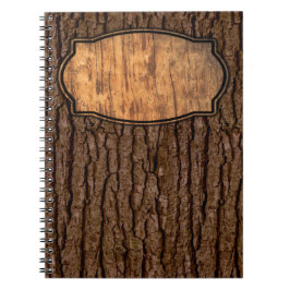 Rustic Faux Piece of Wood Grain Tree Bark Notitieboek