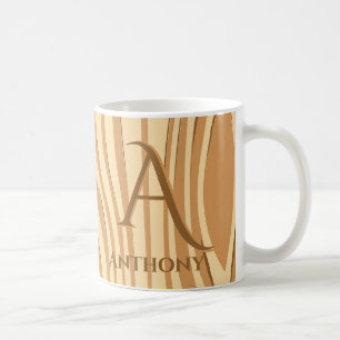 Rustic Faux Sined Brown Wood Monogramed Custom Koffiemok