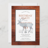 Rustic Faux Wood Antlered Deer Birthday Party Kaart (Voorkant)