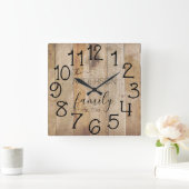 Rustic Faux Wood Barn Farmhouse Vierkante Klok (Huis)