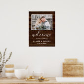 Rustic Faux Wood Photo Mariage Affiche de bienvenu (Cuisine)