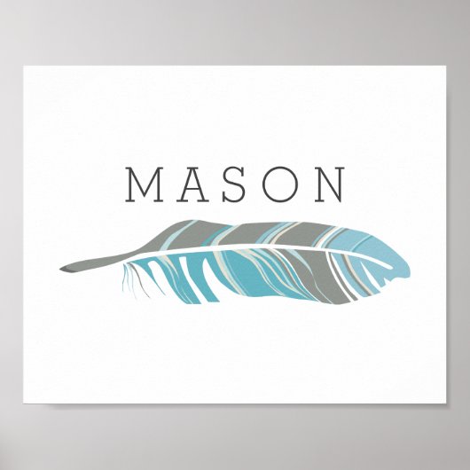 Rustic Feather | Blauwe speciale wandkunst Poster (Voorkant)