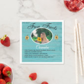 Rustic Feest Fun Fact Zonnebloem Teal Hout Servet (Insitu)