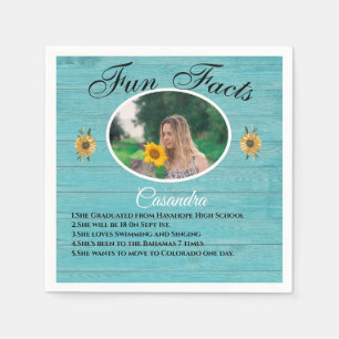 Rustic Feest Fun Fact Zonnebloem Teal Hout Servet