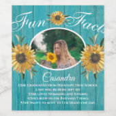 Rustic Feest Fun Fact Zonnebloem Teal Hout Wijn Etiket (Enkel label)
