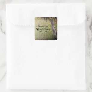 Rustic Fence Post Country Weddenschap Bedankt Vierkante Sticker