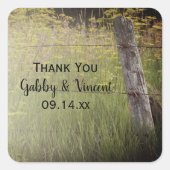 Rustic Fence Post Country Weddenschap Bedankt Vierkante Sticker (Voorkant)