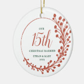 Rustic Fern - Gepersonaliseerd 15e kersthuwelijk Keramisch Ornament (Links)