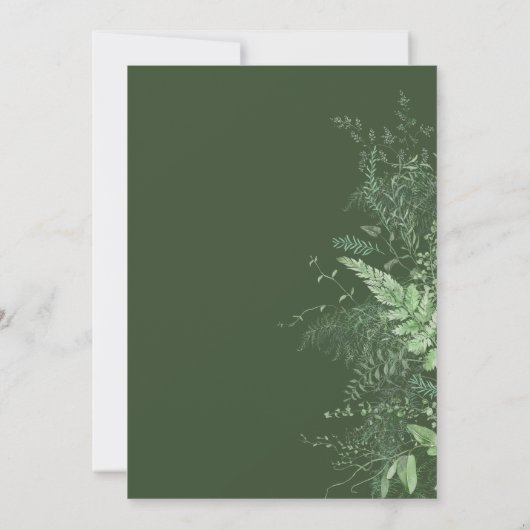 Rustic Fern Green Foliage Emerald Bruids Brunch Kaart (Achterkant)