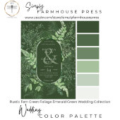 Rustic Fern Green Foliage Emerald QR-code All In One Uitnodiging