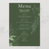 Rustic Fern Green Foliage Emerald Wedding Menu (Voorkant)