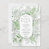 Rustic Fern Green Foliage Witte Bruids Brunch Kaart (Voorkant)