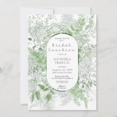 Rustic Fern Green Foliage Witte Bruids Luncheon Kaart (Voorkant)