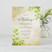 Rustic Fern Leaf Wedding Kaart (Staand voorkant)