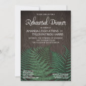 Rustic Fern Mariage Répétition Dîner Invitations (Devant)