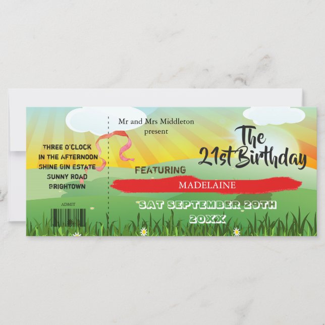 Rustic Festival Fields 21st Modern Invitation (Voorkant)